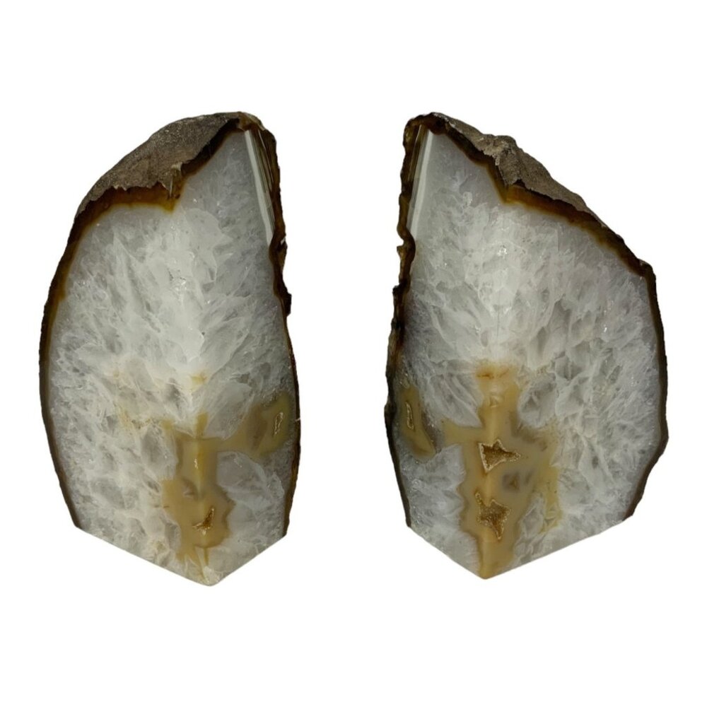 Natural Agate Geode Bookends Unique Crystal Book Holder Set Library Home Decor